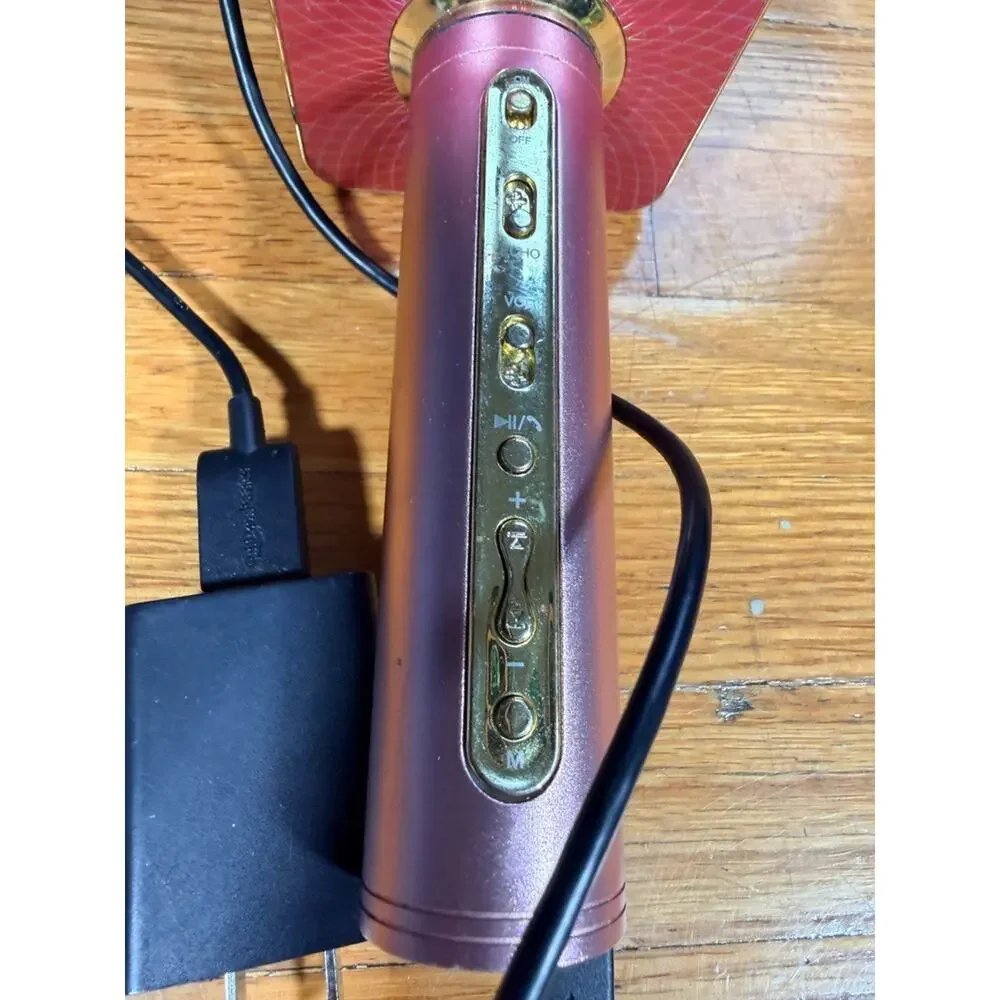 DASEN Rose Gold Wireless Bluetooth Karaoke Microphone Speaker USB Rechargeable